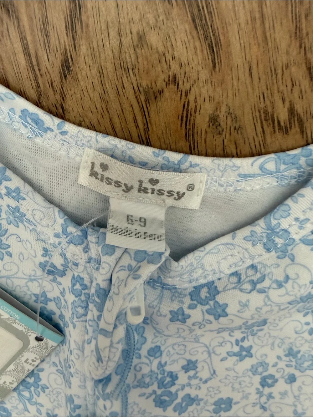 NWT Kissy Kissy blue floral footie 6-9m